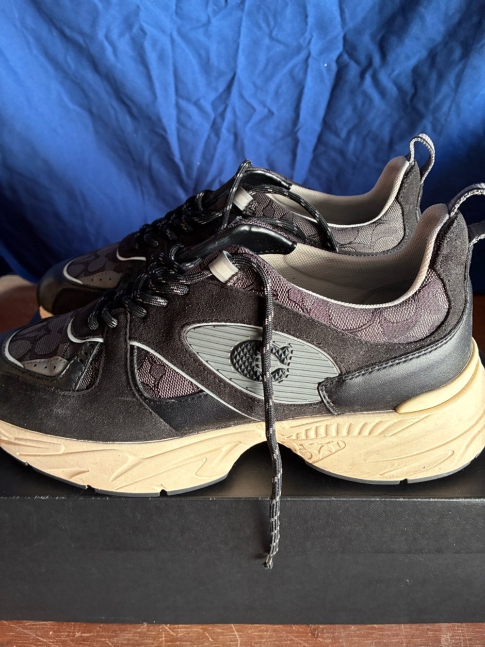 Coach Men's Black and Tan Chunky Lace-Up Sneaker - Picture 3 of 6